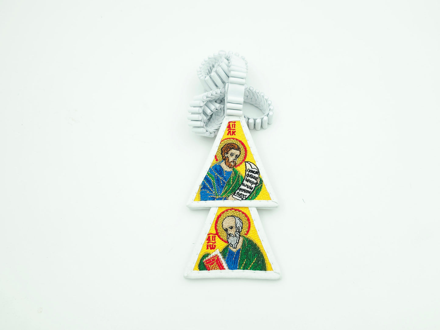 White Leather Lestovka – Saints Evangelists Edition (100 / 109 / 150 Steps) – Handmade Orthodox Prayer Rope