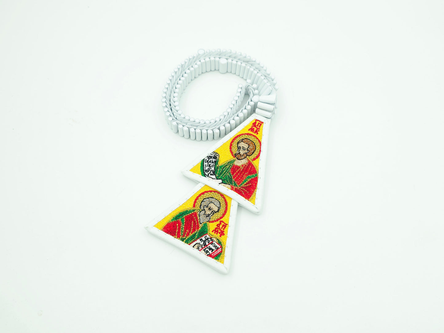White Leather Lestovka – Saints Evangelists Edition (100 / 109 / 150 Steps) – Handmade Orthodox Prayer Rope