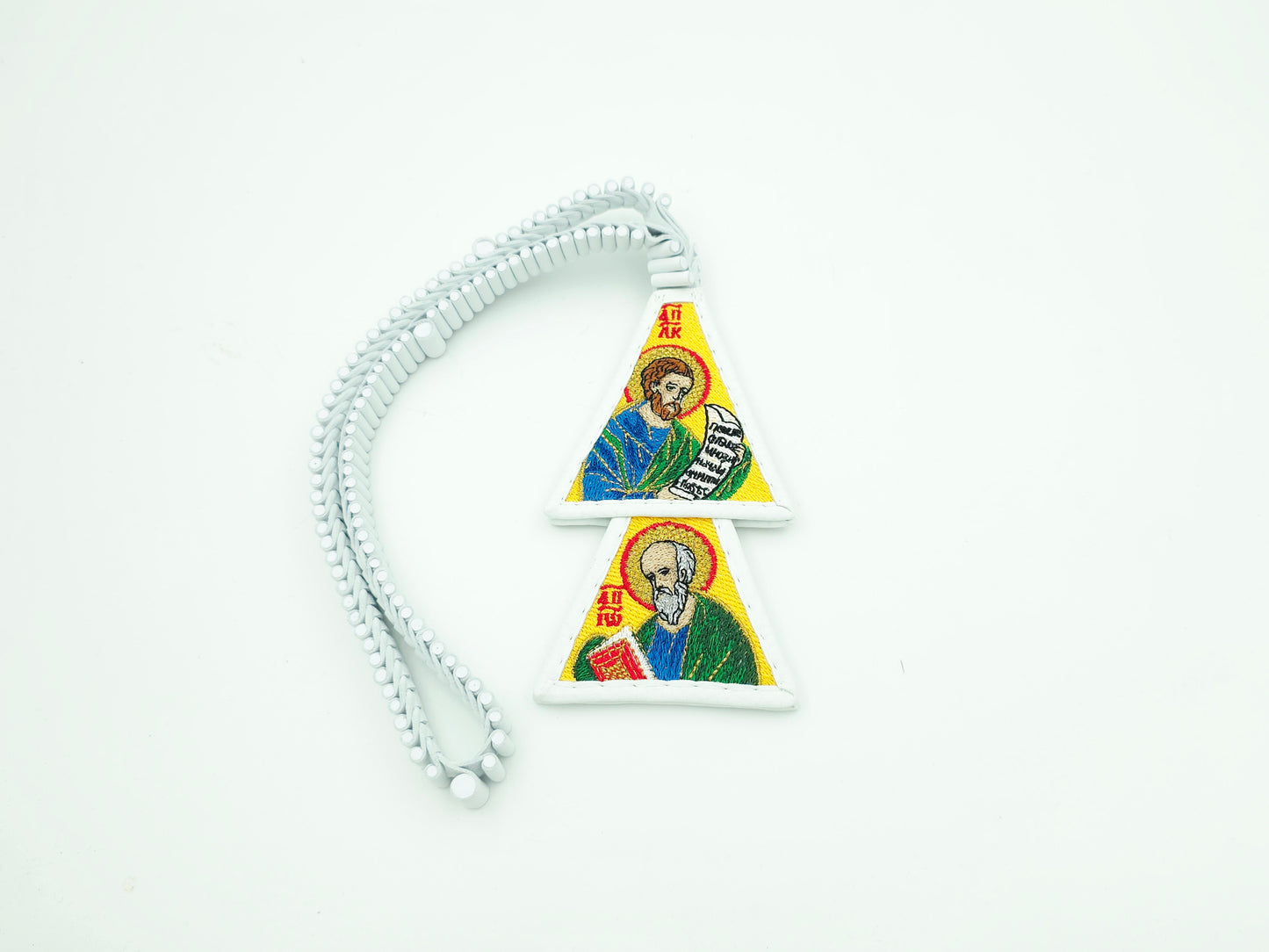White Leather Lestovka – Saints Evangelists Edition (100 / 109 / 150 Steps) – Handmade Orthodox Prayer Rope