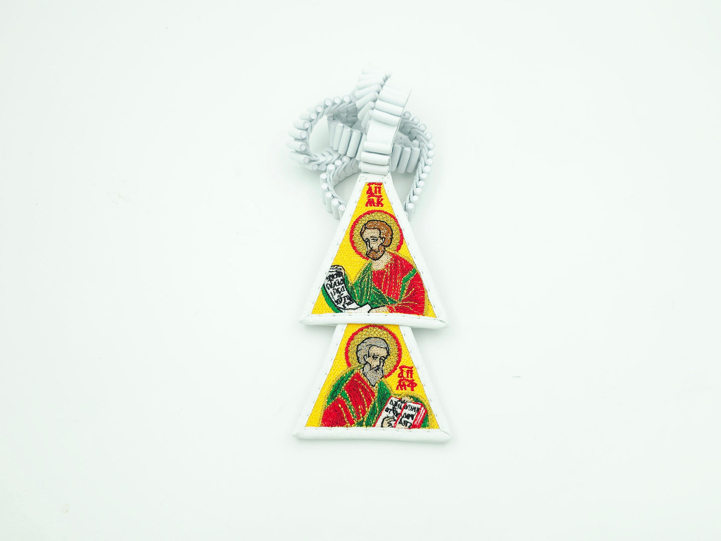 White Leather Lestovka – Saints Evangelists Edition (100 / 109 / 150 Steps) – Handmade Orthodox Prayer Rope